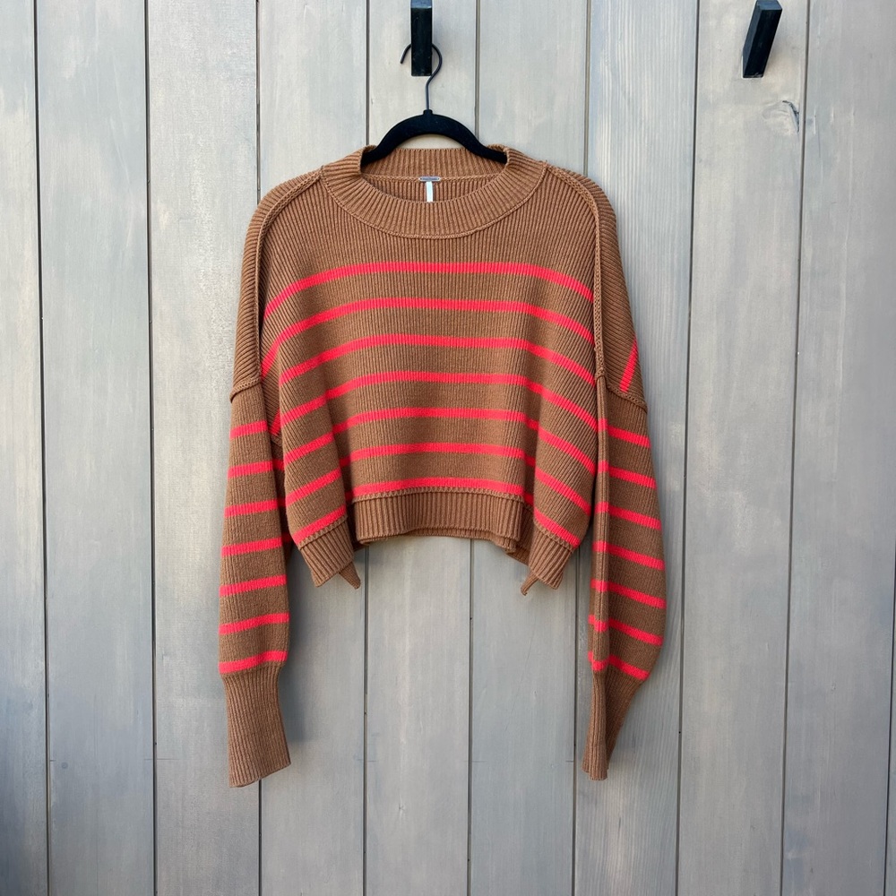 Free People Easy Street Stripe Crop Pullover -Size Small